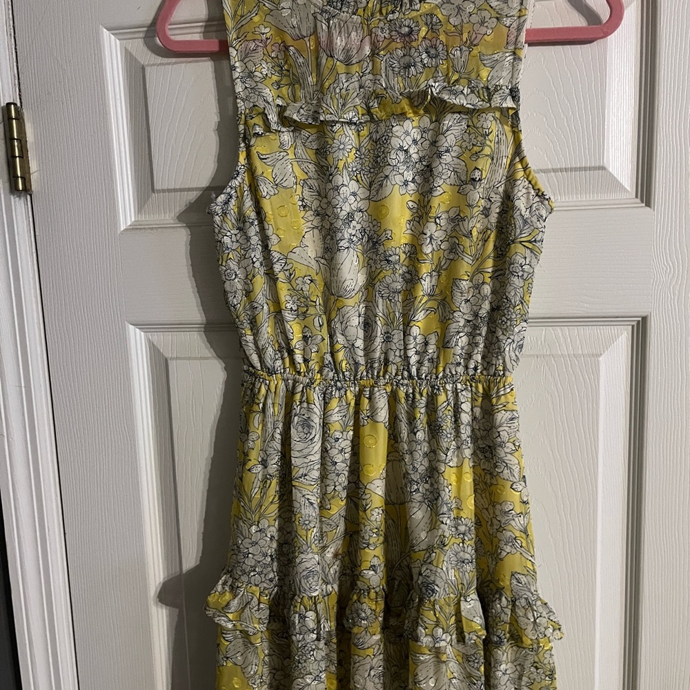 Monteau Los Angeles yellow midi ruffle dress size M